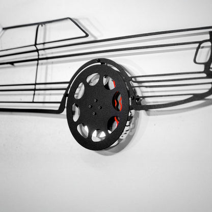 1990 Mercedes-Benz 500 SEC Wall Art – Steel Silhouette with Spinning Wheels-KAFMEKA032