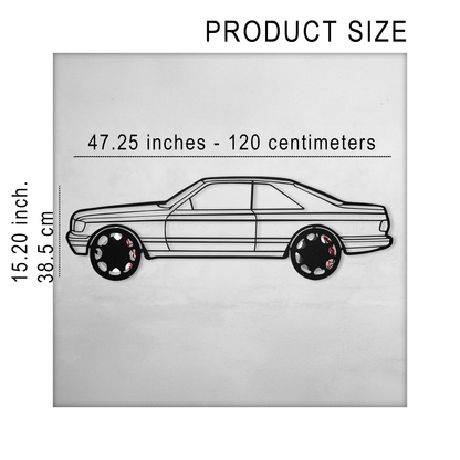 1990 Mercedes-Benz 500 SEC Wall Art – Steel Silhouette with Spinning Wheels-KAFMEKA032