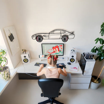 Mercedes-AMG GT R Wall Art – Steel Silhouette with Spinning Wheels-KAFMEKA033