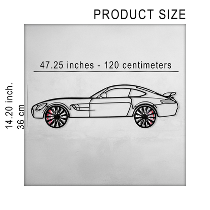 Mercedes-AMG GT R Wall Art – Steel Silhouette with Spinning Wheels-KAFMEKA033