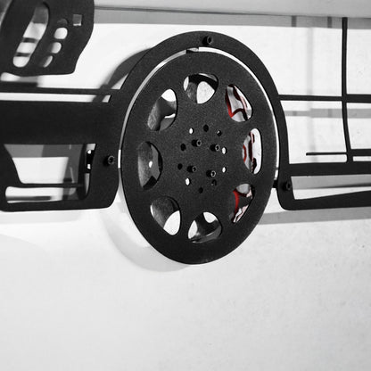 Mercedes W124 Wall Art – Classic Steel Silhouette with Spinning Wheels-KAFMEKA035