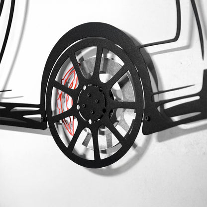 Nissan GT-R R35 Wall Art – JDM Steel Silhouette with Spinning Wheels-KAFMEKA036
