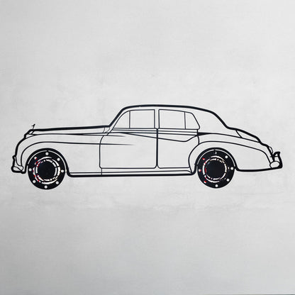 Rolls-Royce Silver Wall Art – Classic Luxury Steel Silhouette with Spinning Wheels-KAFMEKA040