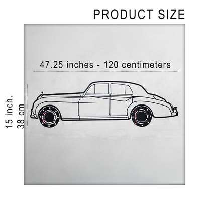 Rolls-Royce Silver Wall Art – Classic Luxury Steel Silhouette with Spinning Wheels-KAFMEKA040