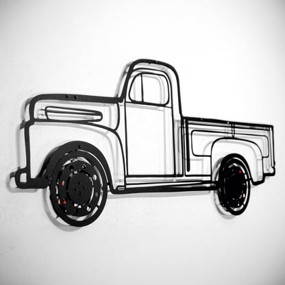 1949 Ford Pickup Wall Art – Classic Truck Steel Silhouette with Spinning Wheels-KAFMEKA041