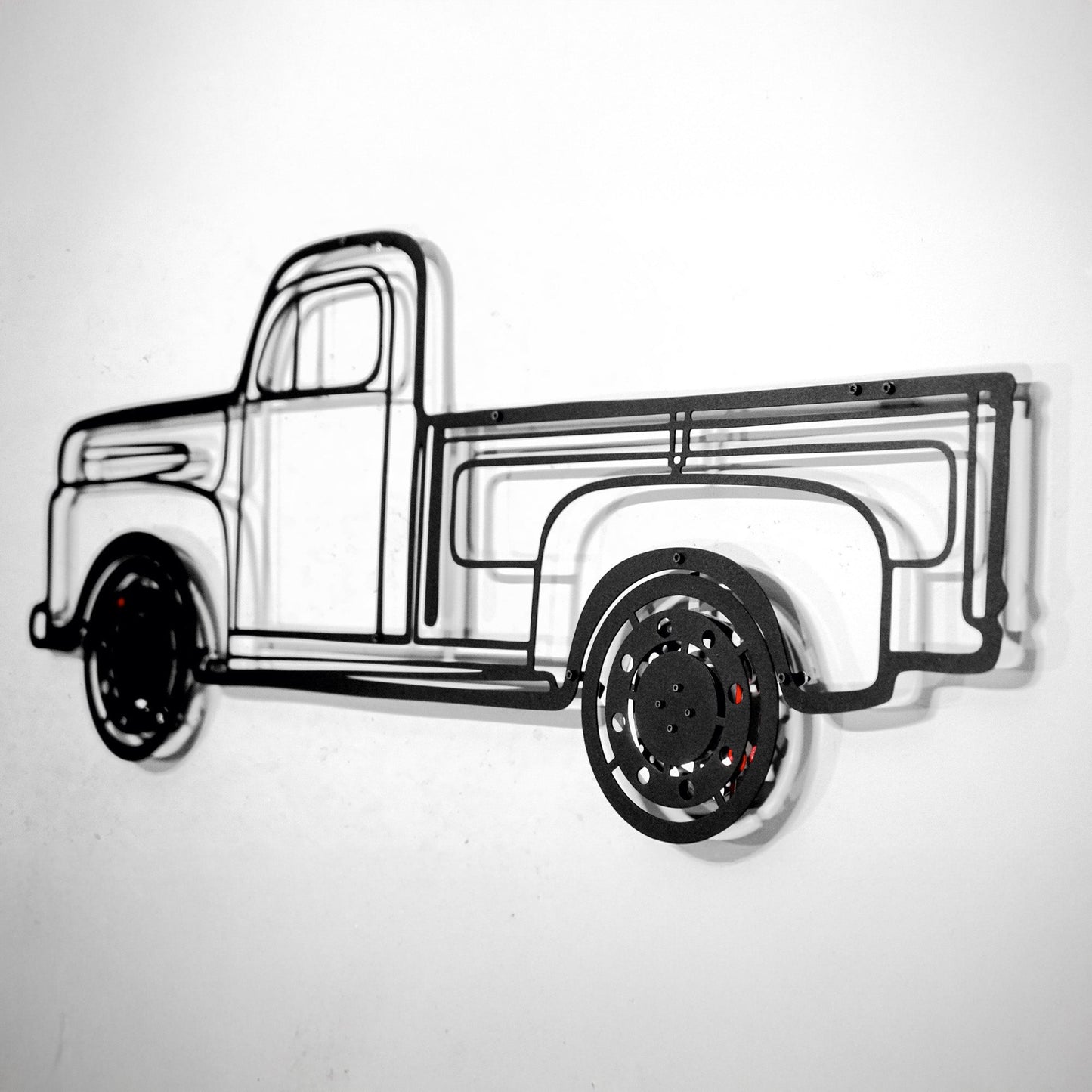 1949 Ford Pickup Wall Art – Classic Truck Steel Silhouette with Spinning Wheels-KAFMEKA041