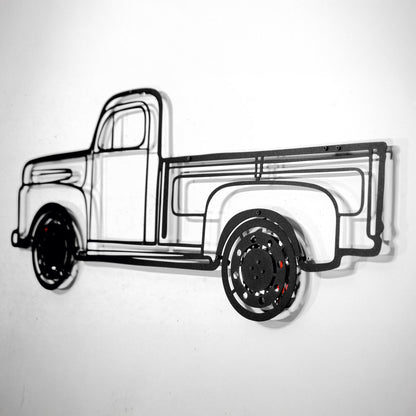 1949 Ford Pickup Wall Art – Classic Truck Steel Silhouette with Spinning Wheels-KAFMEKA041
