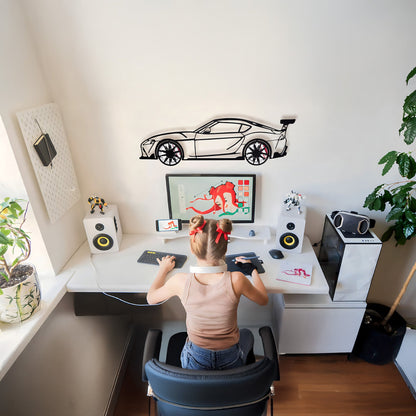 Toyota Supra MK5 Wall Art – Modern JDM Steel Silhouette with Spinning Wheels-KAFMEKA044