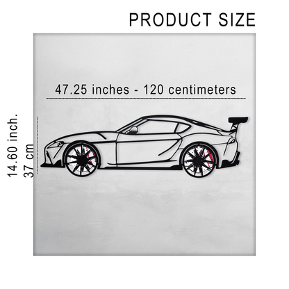 Toyota Supra MK5 Wall Art – Modern JDM Steel Silhouette with Spinning Wheels-KAFMEKA044