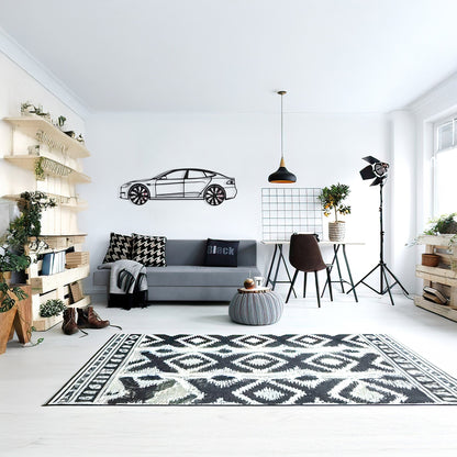 Tesla Model S Wall Art – Electric Car Steel Silhouette with Spinning Wheels-KAFMEKA045