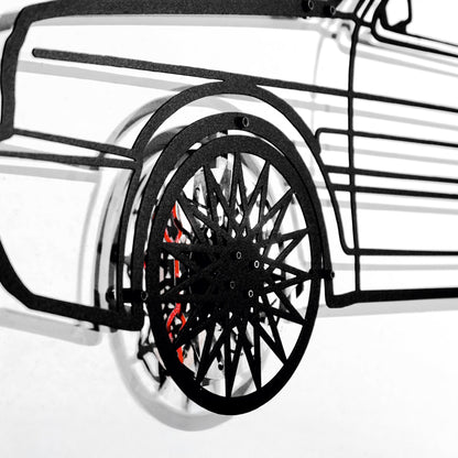Volkswagen Golf Mk1 Wall Art – Classic Hot Hatch Steel Silhouette with Spinning Wheels-KAFMEKA046