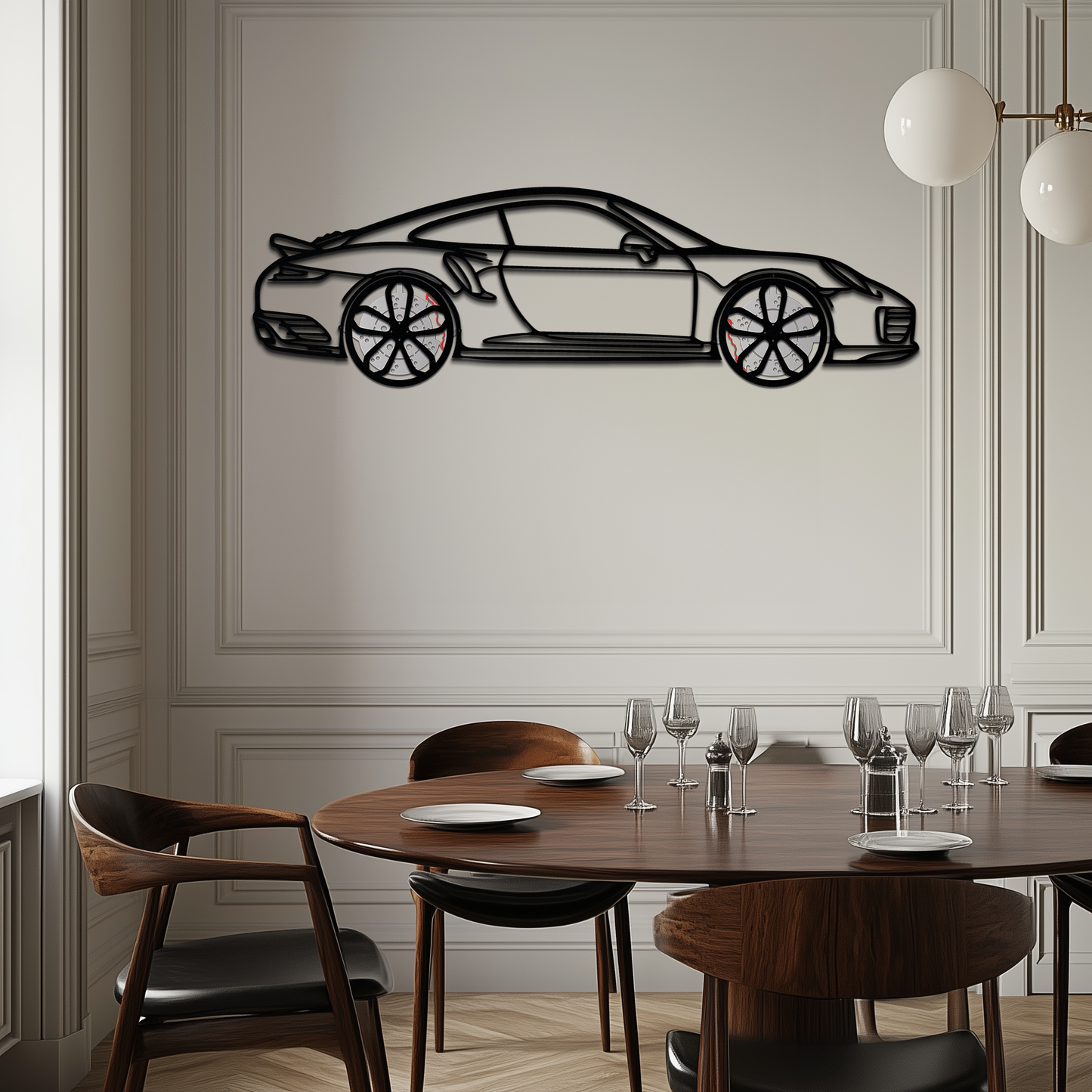 Porsche 911 Turbo S Silhouette Metal Wall Art – Rotating Wheel Automotive Decor Gift 🏎️🔥,KAFMEKA056
