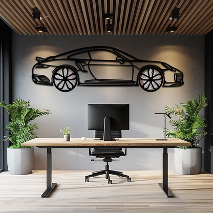 Porsche 911 Turbo S Silhouette Metal Wall Art – Rotating Wheel Automotive Decor Gift 🏎️🔥,KAFMEKA056