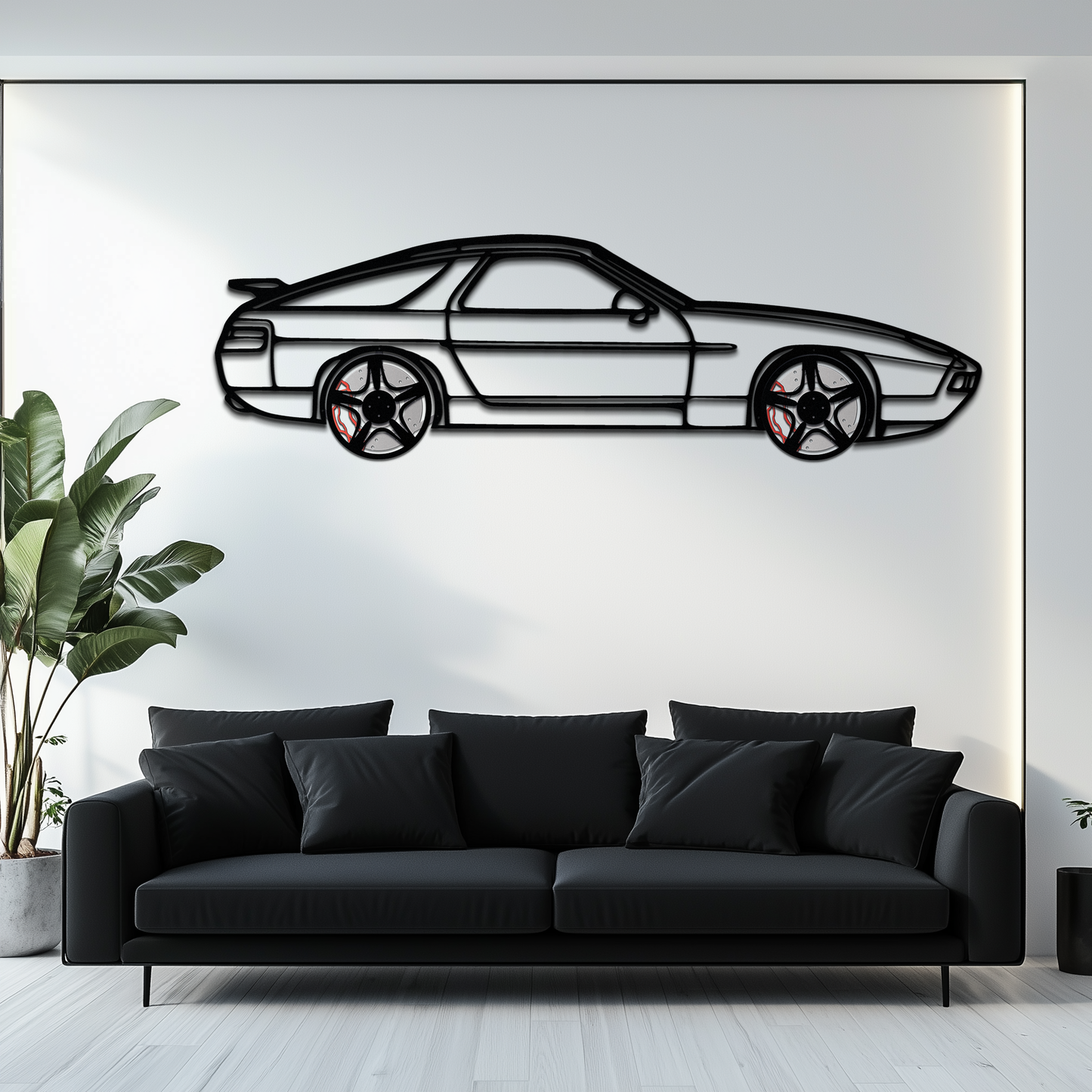 Porsche 928 GTS Silhouette Metal Wall Art – Classic Grand Tourer Decor with Rotating Wheels-KAFMEKA062