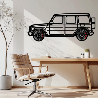 Mercedes G-Class Metal Wall Art – Luxury SUV Silhouette with Rotating Wheels 🚙✨KAFMEKA069