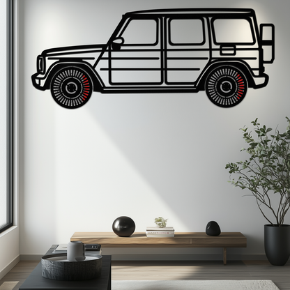 Mercedes G-Class Metal Wall Art – Luxury SUV Silhouette with Rotating Wheels 🚙✨KAFMEKA069