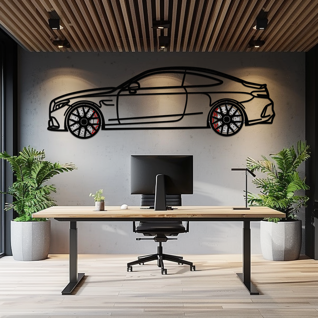 Mercedes C63 AMG Metal Wall Art – Performance Coupe Silhouette with Rotating Wheels 🔥🏁KAFMEKA071