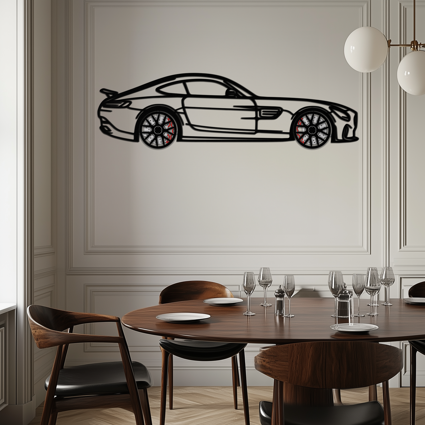 Mercedes AMG GTS Metal Wall Art – Rotating Wheel Luxury Car Decor – Perfect Gift for Car Enthusiasts - KAFMEKA073