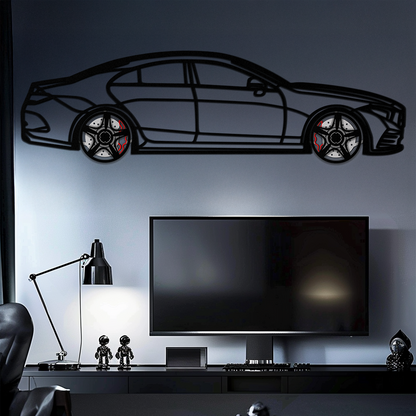 Mercedes CLS Metal Car Wall Art – Rotating Wheels • Luxury Automotive Decor Gift - KAFMEKA077