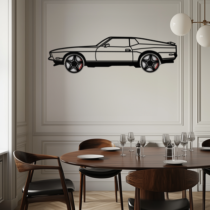 Ford Mustang 1971 Metal Car Wall Art – Rotating Wheels Classic Muscle Car Decor, Garage & Office Gift-KAFMEKA086