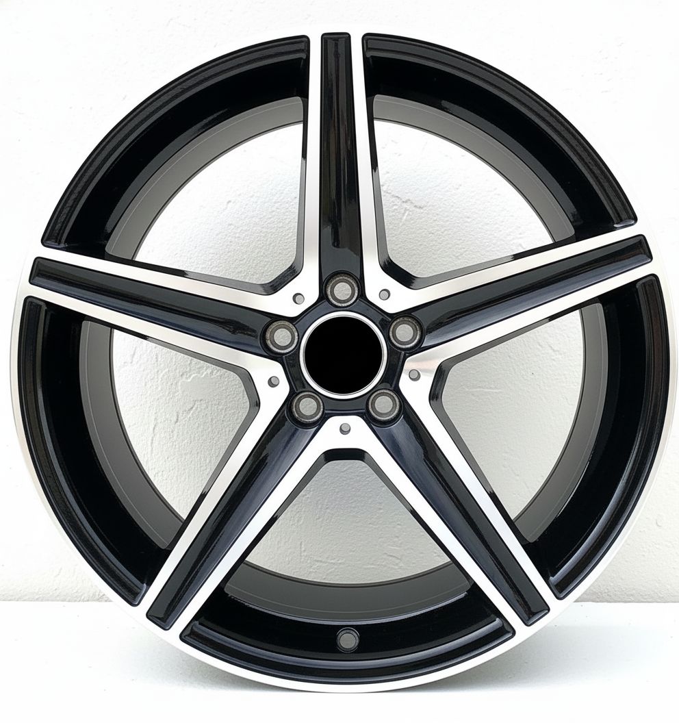 MB9 19x8.5 5x112 +42 66.6 Gloss Black Machined Face