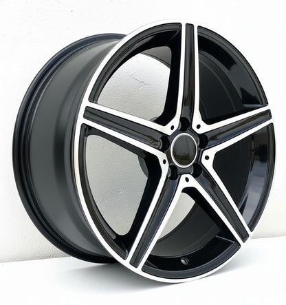 MB9 18x8 5x112 +42 66.6 Gloss Black Machined Face