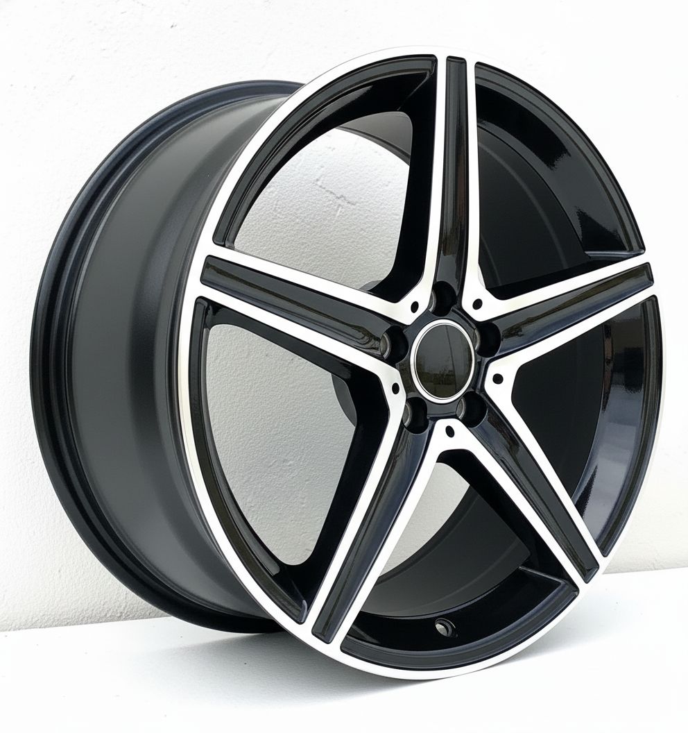 MB9 19x9.5 5x112 +45 66.6 Gloss Black Machined Face