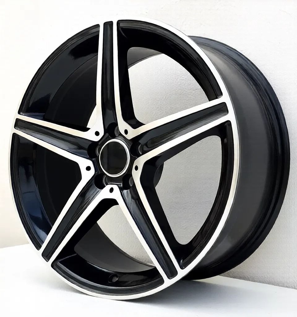 MB9 19x9.5 5x112 +45 66.6 Gloss Black Machined Face