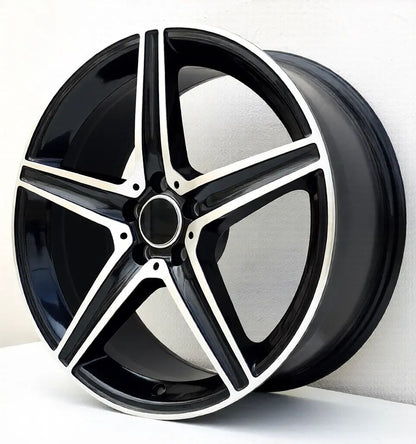 MB9 19x9.5 5x112 +45 66.6 Gloss Black Machined Face
