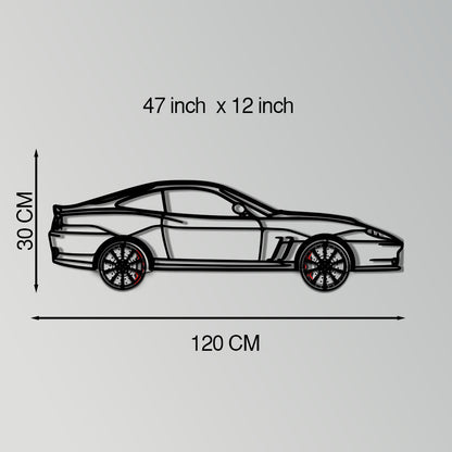 Ferrari 550 Maranello Metal Car Wall Art with Rotating Wheels - V12 Grand Tourer Silhouette - Interactive Automotive Wall Decor - KAFMEKA129