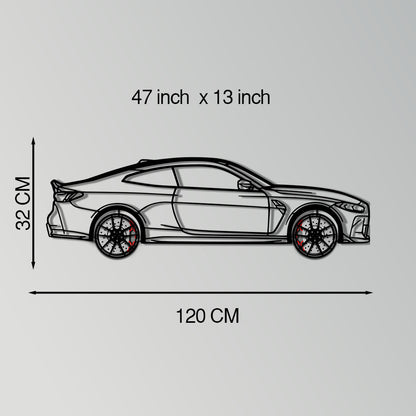 BMW M4 CSL Metal Car Wall Art with Rotating Wheels - Limited Edition G82 Silhouette - Interactive Automotive Wall Art - KAFMEKA108