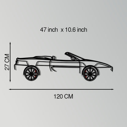 Ferrari F355 Spider Metal Car Wall Art with Rotating Wheels - Classic Italian Convertible Silhouette - Interactive Automotive Decor - KAFMEKA131