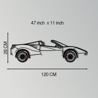 Ferrari 488 Spider Metal Car Wall Art with Rotating Wheels - Italian Twin-Turbo V8 Silhouette - Interactive Automotive Wall Decor - KAFMEKA126