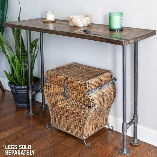RESTORE Boulder Black Solid Live Edge Wood Console Tabletop