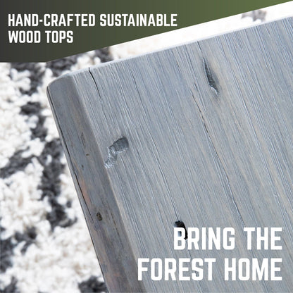 RESTORE Riverstone Grey Solid Live Edge Wood Console Tabletop