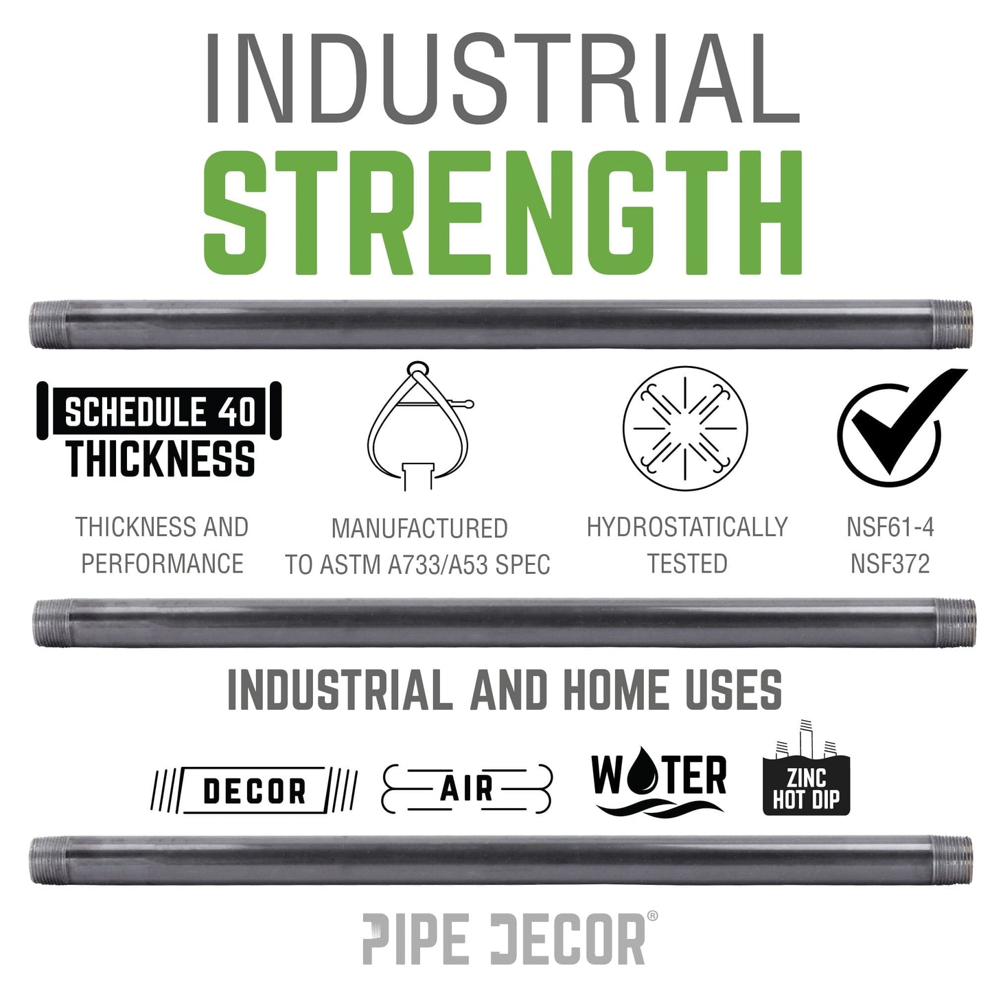 1/2 in. x 18 in. Galvanized Steel Pipe