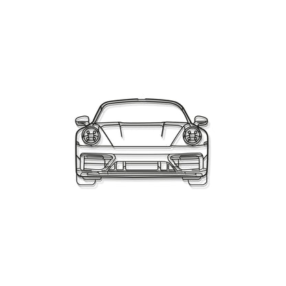 911 Model 992 Front View Metal Car Wall Art - MT0865