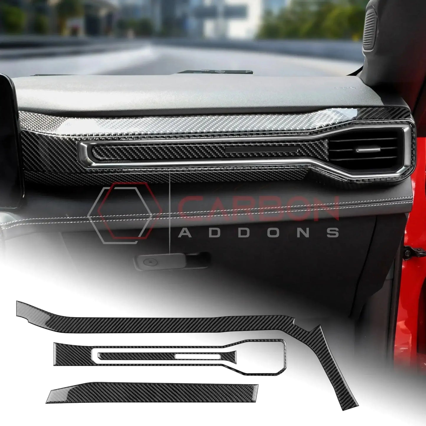 Real Carbon Fiber Passenger Side Dashboard Trim Overlays for 2024+ Ford Mustang