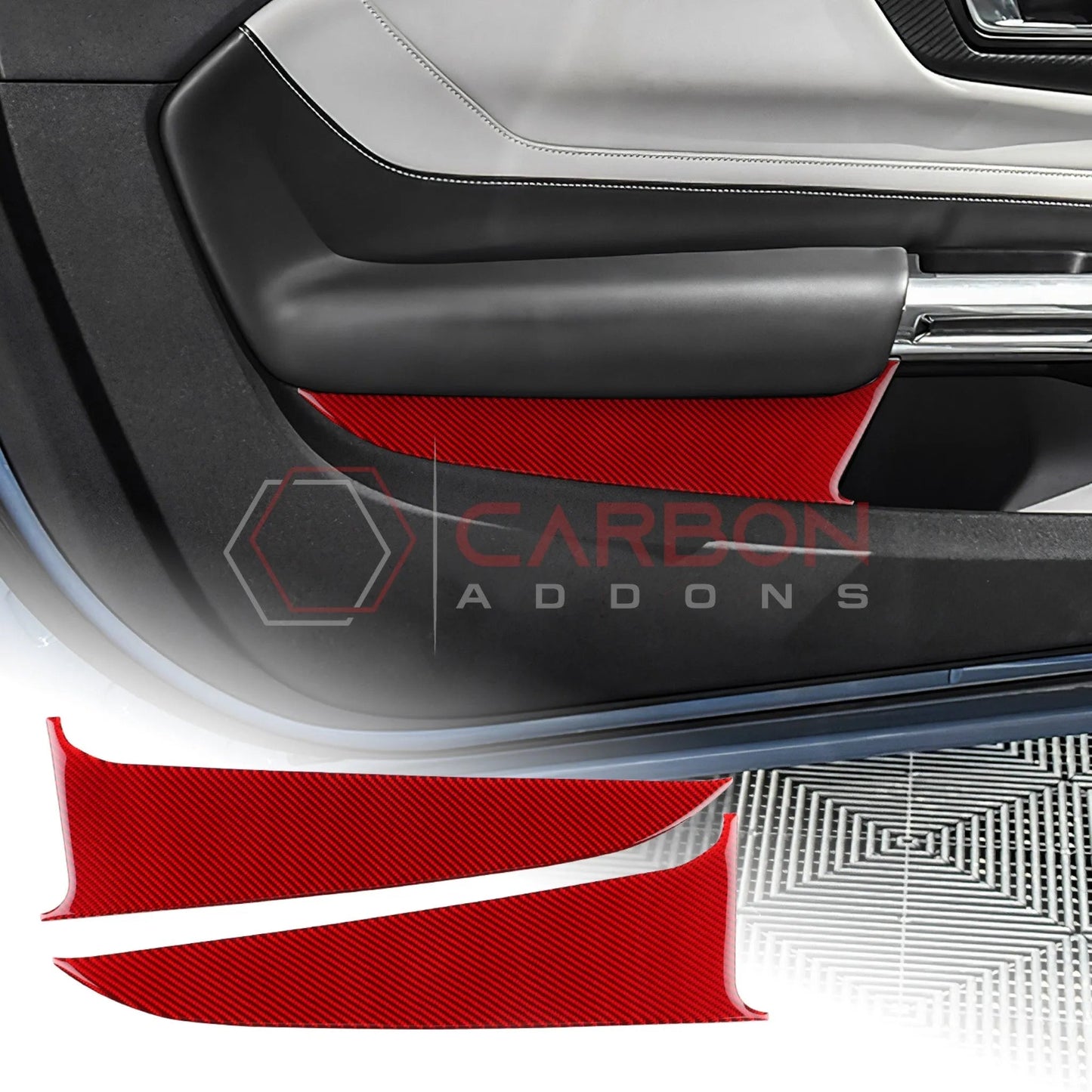 2024+ S650 Mustang Real Carbon Fiber Door Lower Panel Trim Overlay