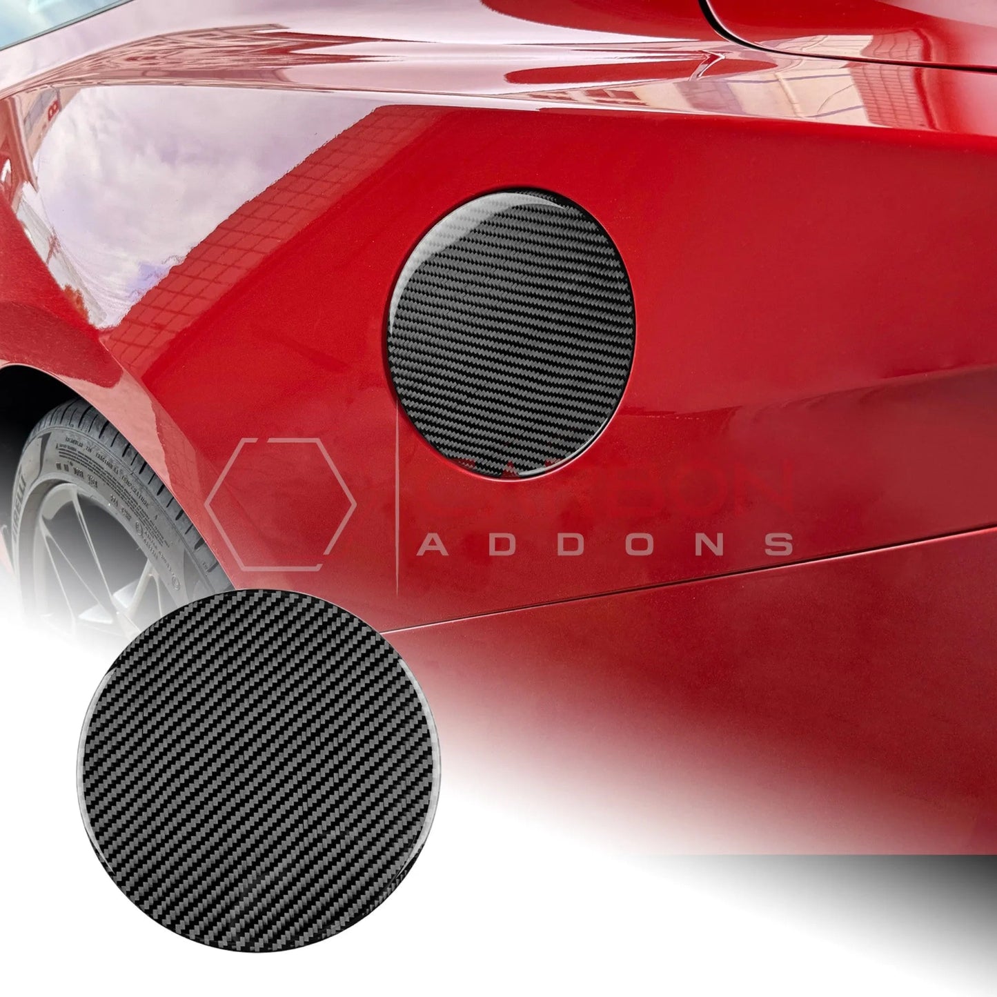 2024+ S650 Mustang Exterior Real Carbon Fiber Gas Cap Overlays