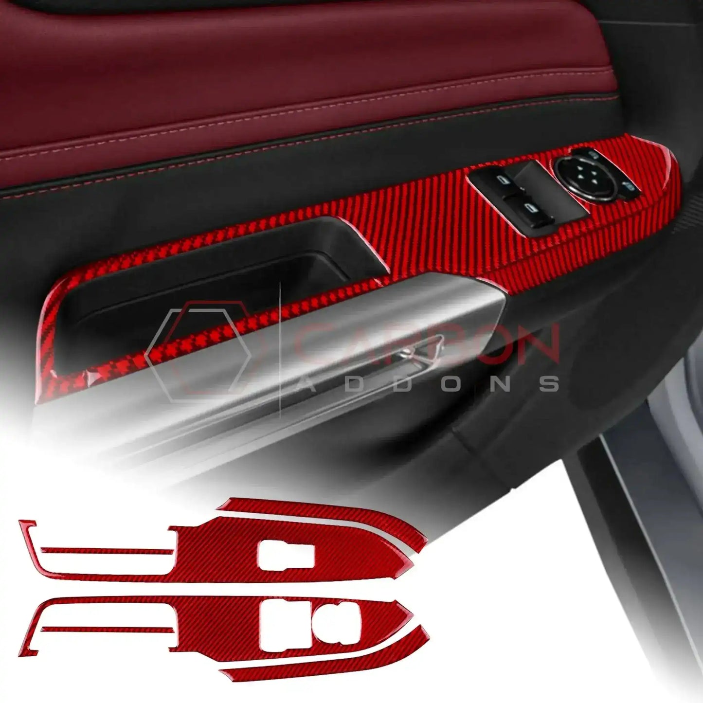Real Carbon Fiber Window Switch Trim Overlay for 2024+ Ford Mustang
