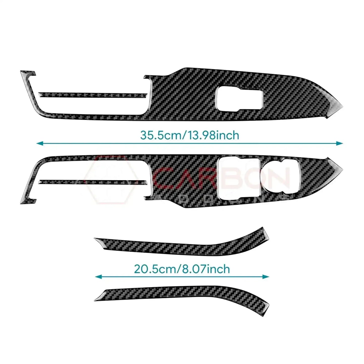Real Carbon Fiber Window Switch Trim Overlay for 2024+ Ford Mustang