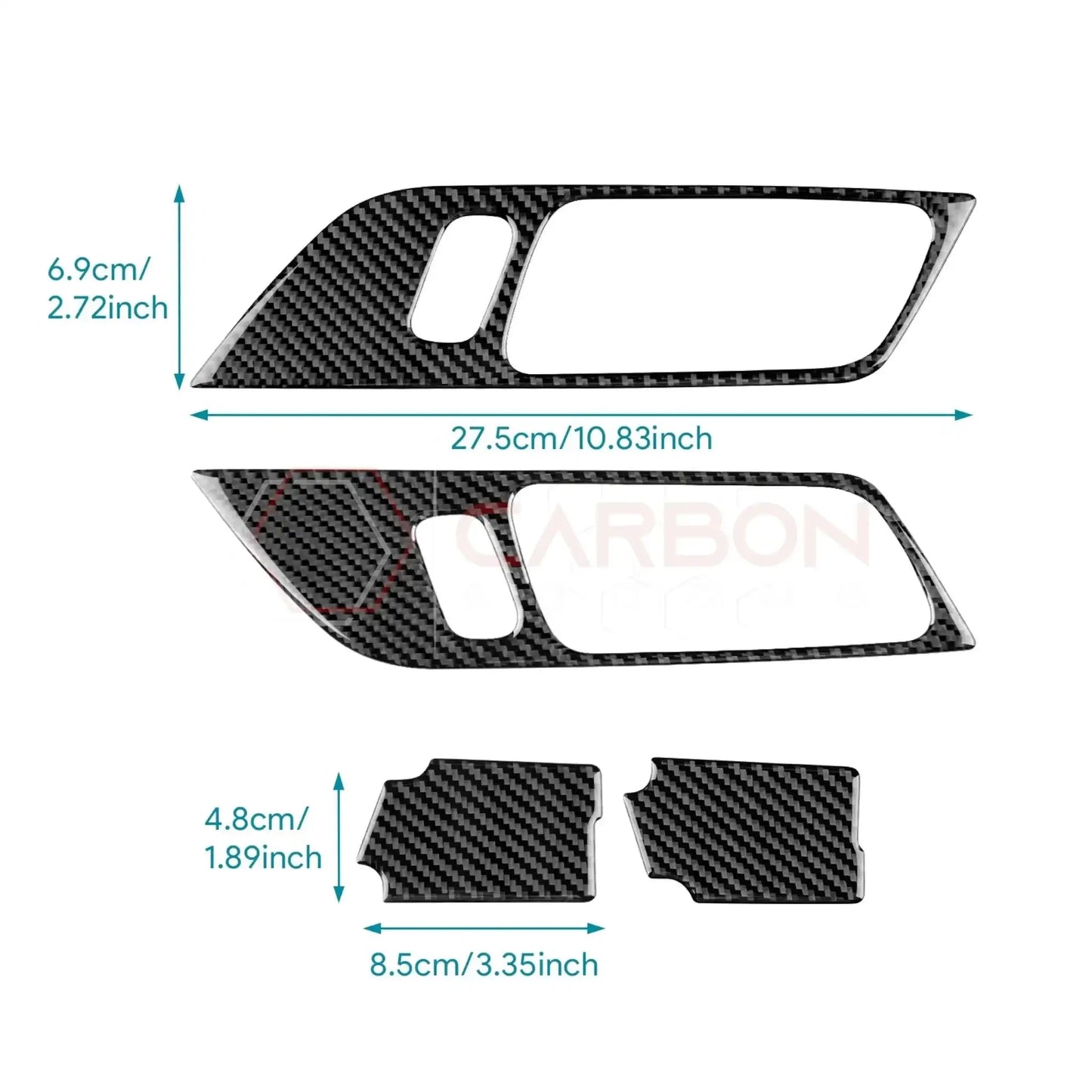 Real Carbon Fiber Interior Door Handle Trim Overlay for 2024+ Ford Mustang