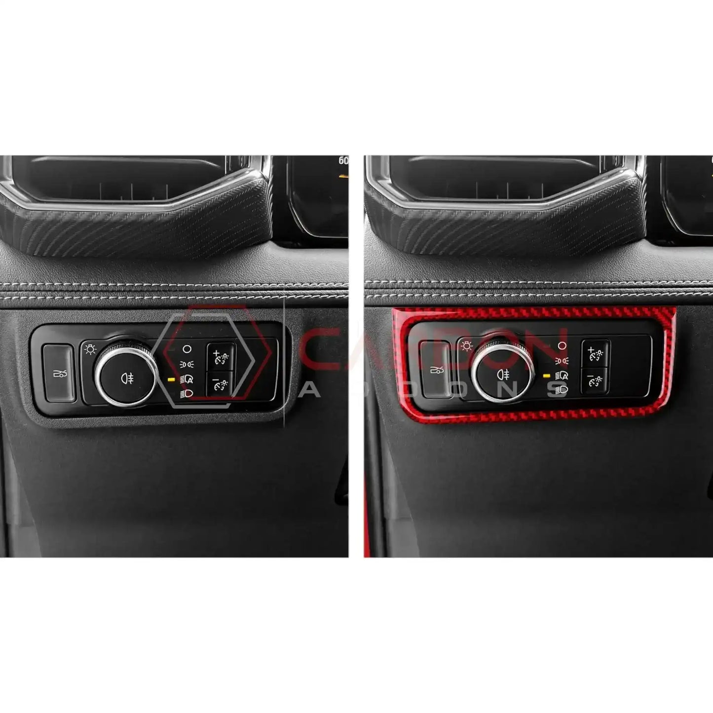 Real Carbon Fiber Headlight Control Outer Trim Overlay for 2024+ Ford Mustang