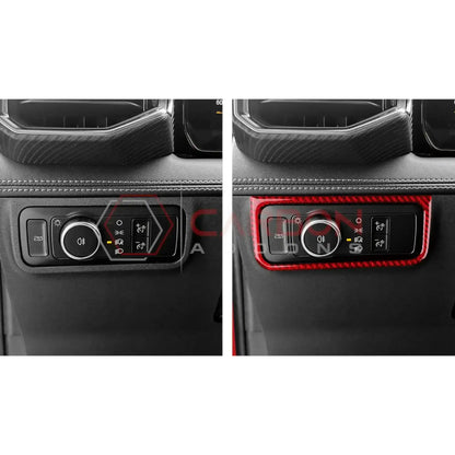 Real Carbon Fiber Headlight Control Outer Trim Overlay for 2024+ Ford Mustang