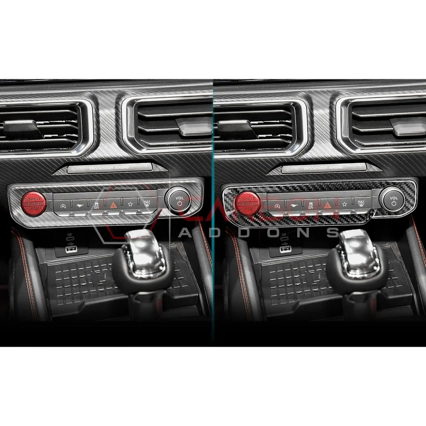 Real Carbon Fiber Radio & Dashboard Control Trim Cover for 2024+ Ford Mustang