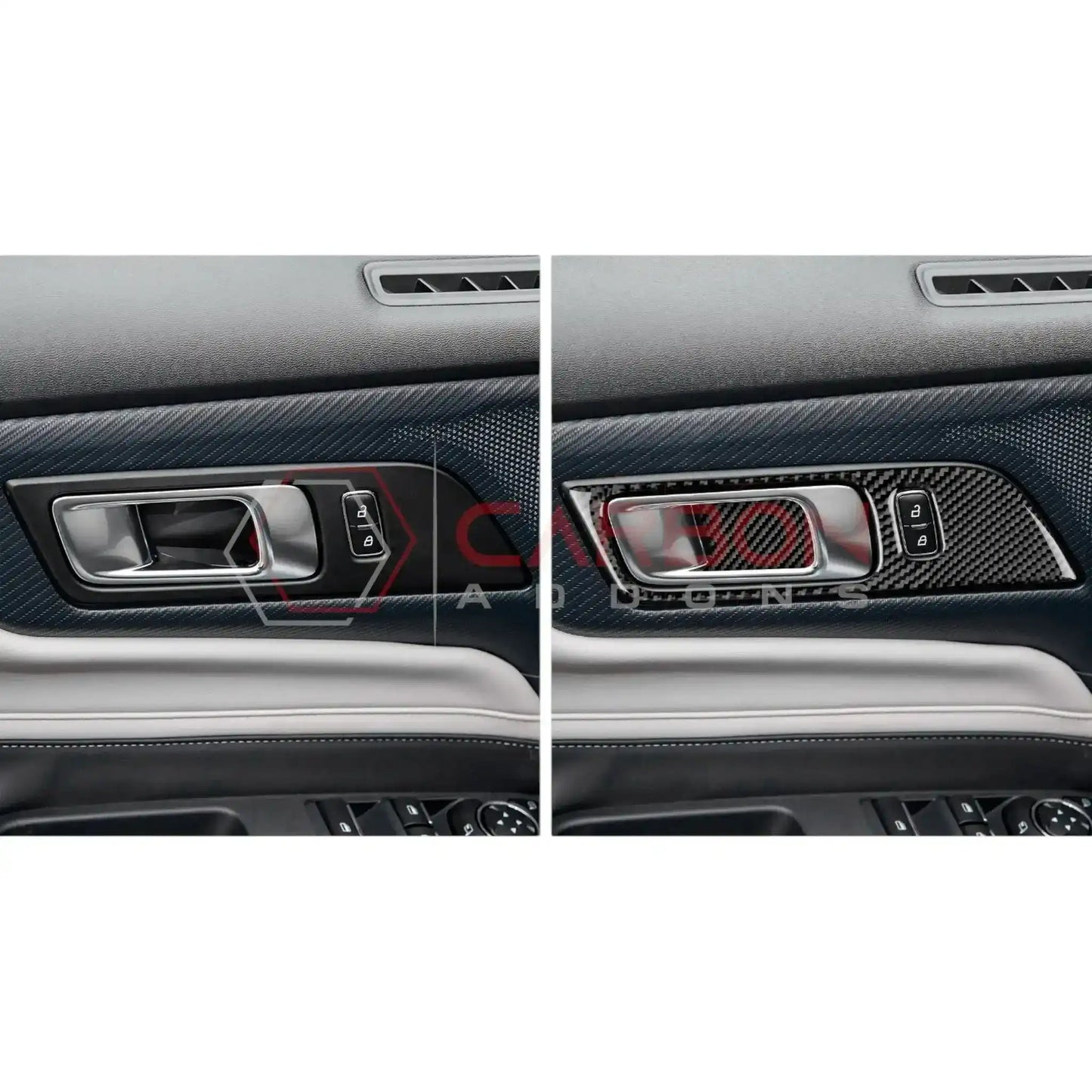 Real Carbon Fiber Interior Door Handle Trim Overlay for 2024+ Ford Mustang