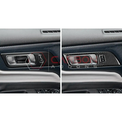 Real Carbon Fiber Interior Door Handle Trim Overlay for 2024+ Ford Mustang