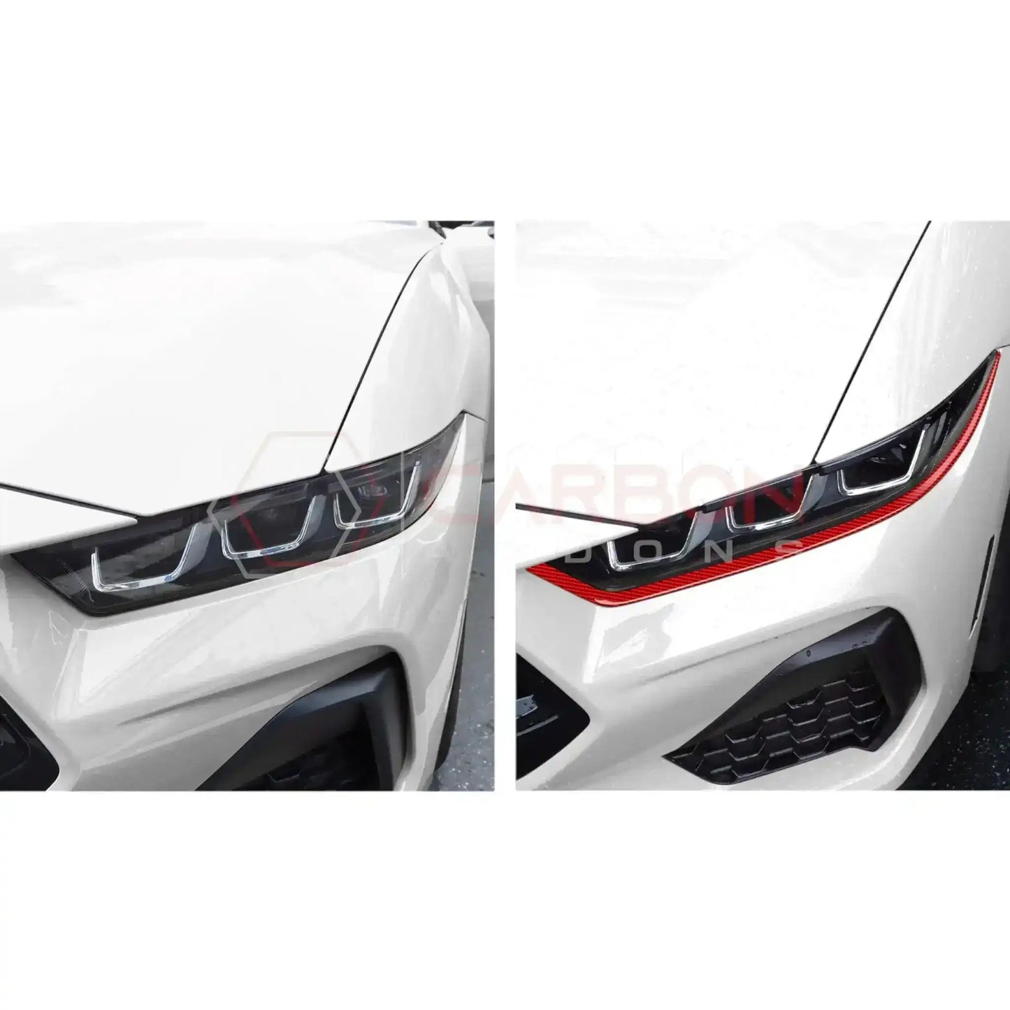 Real Carbon Fiber Headlight Decorative Strip Overlays for 2024+ Ford Mustang