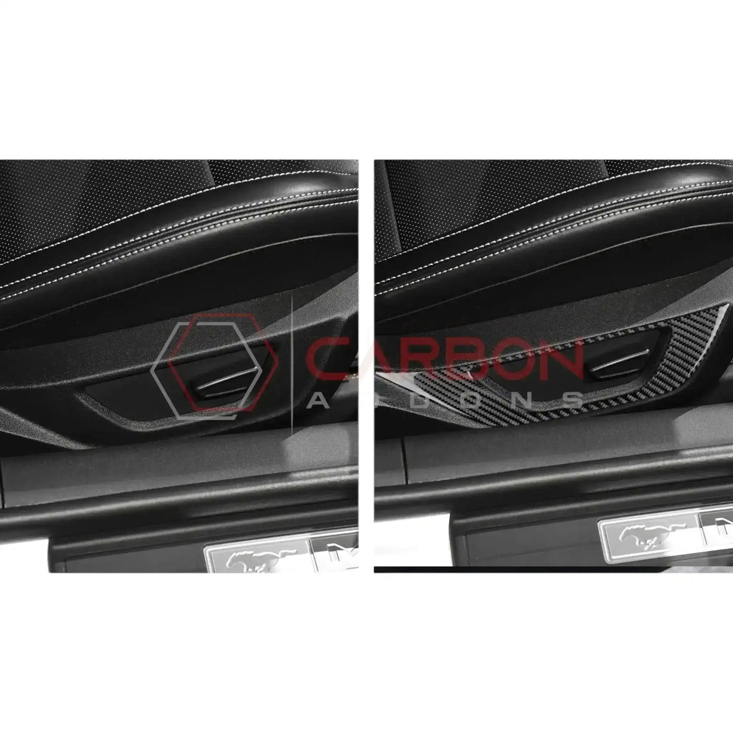 Real Carbon Fiber Seat Control Outer Trim Overlay for 2024+ Ford Mustang